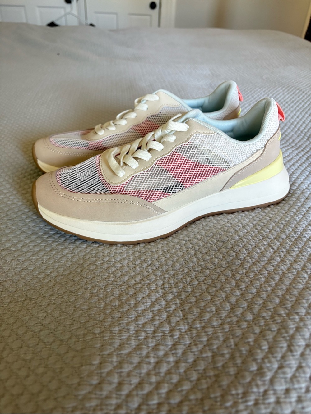 Cream Mesh Platform Sneaker